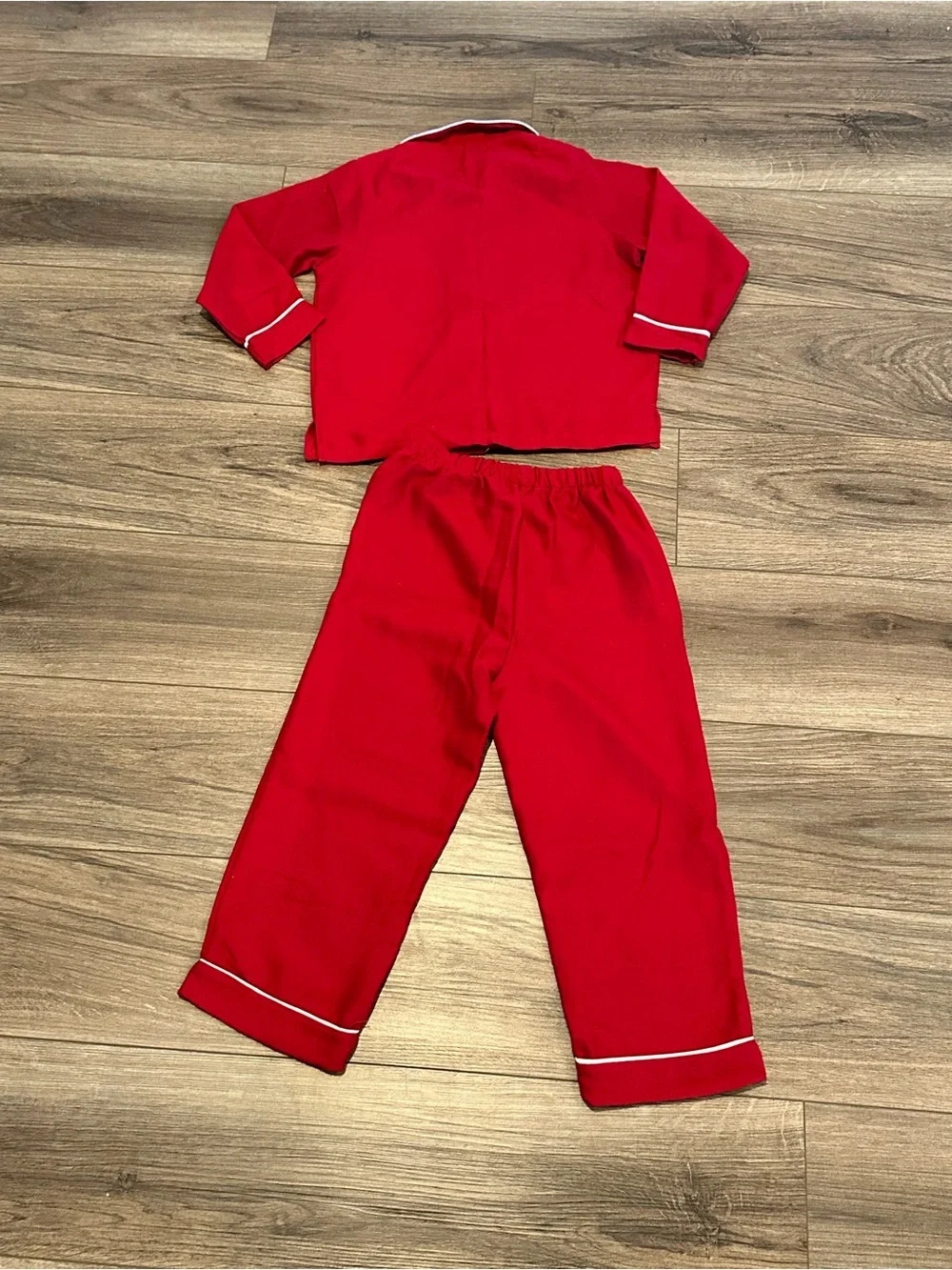 Pottery Bran Classic Red Kids (6) Pajama Set with White Piping